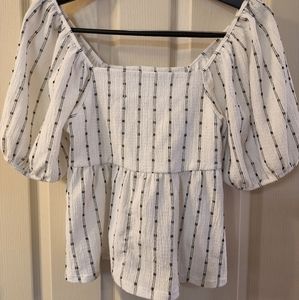 Madewell puff-sleeve smocked bodice popover - women's size S